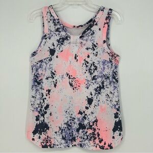 Sew In Love Womens Sleeveless Tank Top Blue/Pink/Black Bust Detail Spatter NWOT